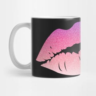 Pastel Pink Ombre Faux Glitter Lips Mug